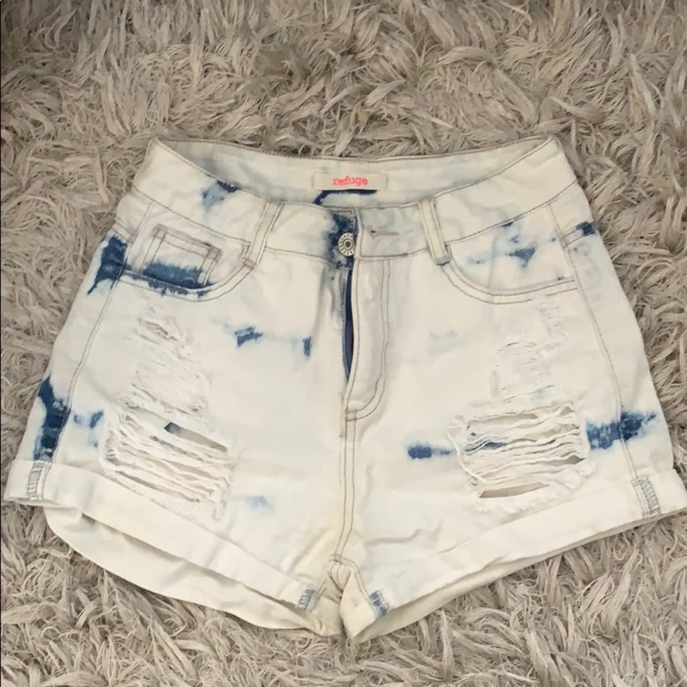 Acid wash high waisted shorts